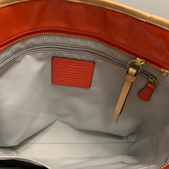 Coach Orange Signature Tote with Glossy Finish - Picture 3 of 8